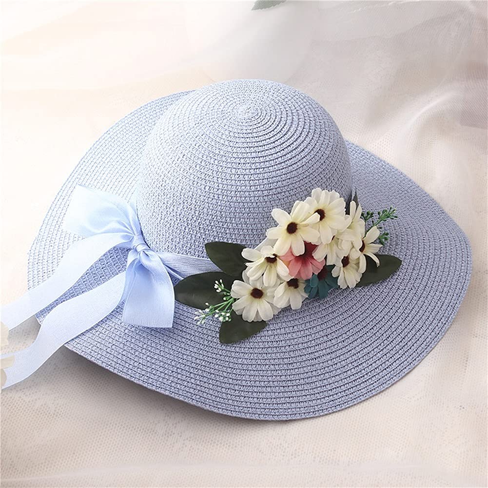 Sombreros de Sol de Moda Sombreros de ala Ancha de Paja de protección Sombreros de Sol de Verano para Mujeres con Sombreros de Playa de Ocio (Color : B, Size : Mcode) (E Mcode)