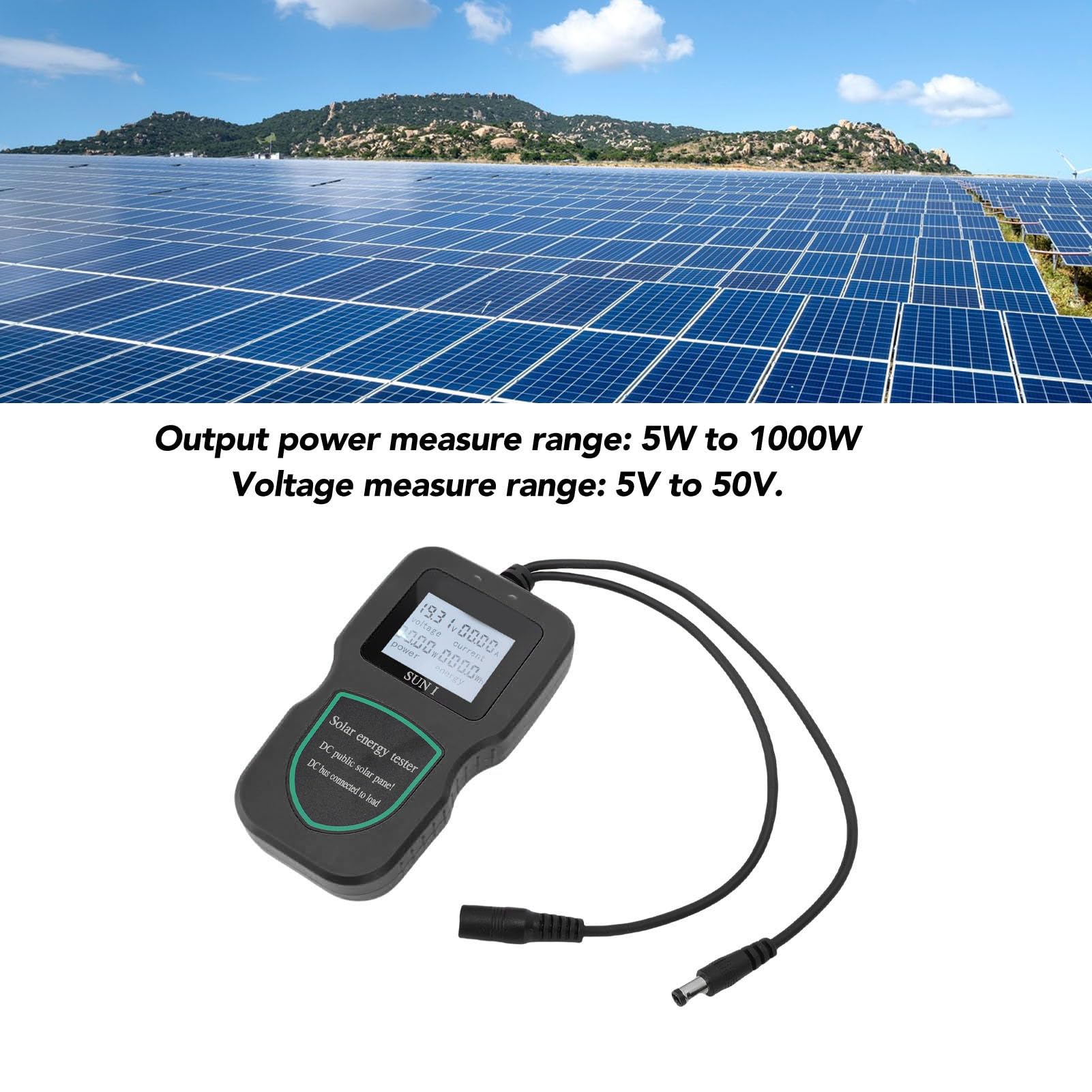 Probador de Paneles Solares MPPT Multímetro Portátil y Preciso de 5W-500W para Medición de Eficiencia Energética Ideal para Investigación Solar (BLACK)
