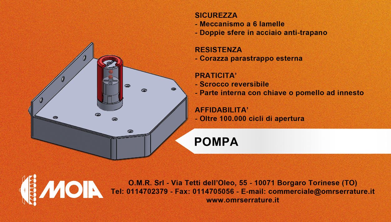 Serratura triplice MOIA G434DX a pompa chiave/pomolo interno, Argento, Chiave, Serratura, 3119874031