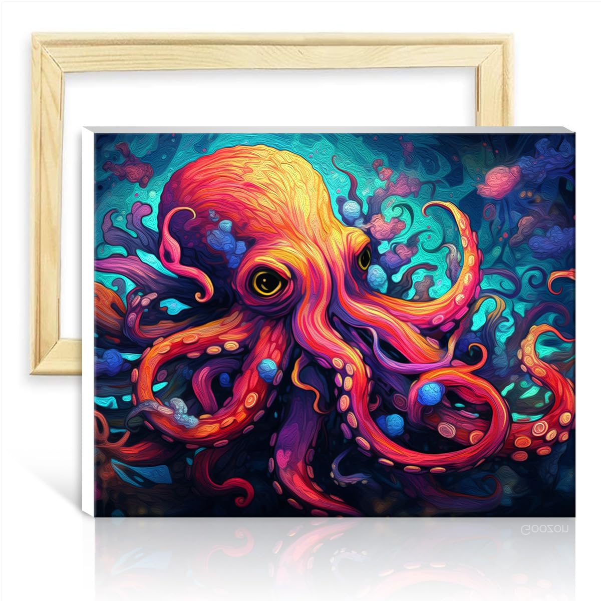 TANGFEIY Paint by Numbers Kits Animal Octopus Kids Adults Wall Decor - with Brushes and Acrylic Pigment on Canvas for Home Wall Decor Gifts with Frame(30x40cm)