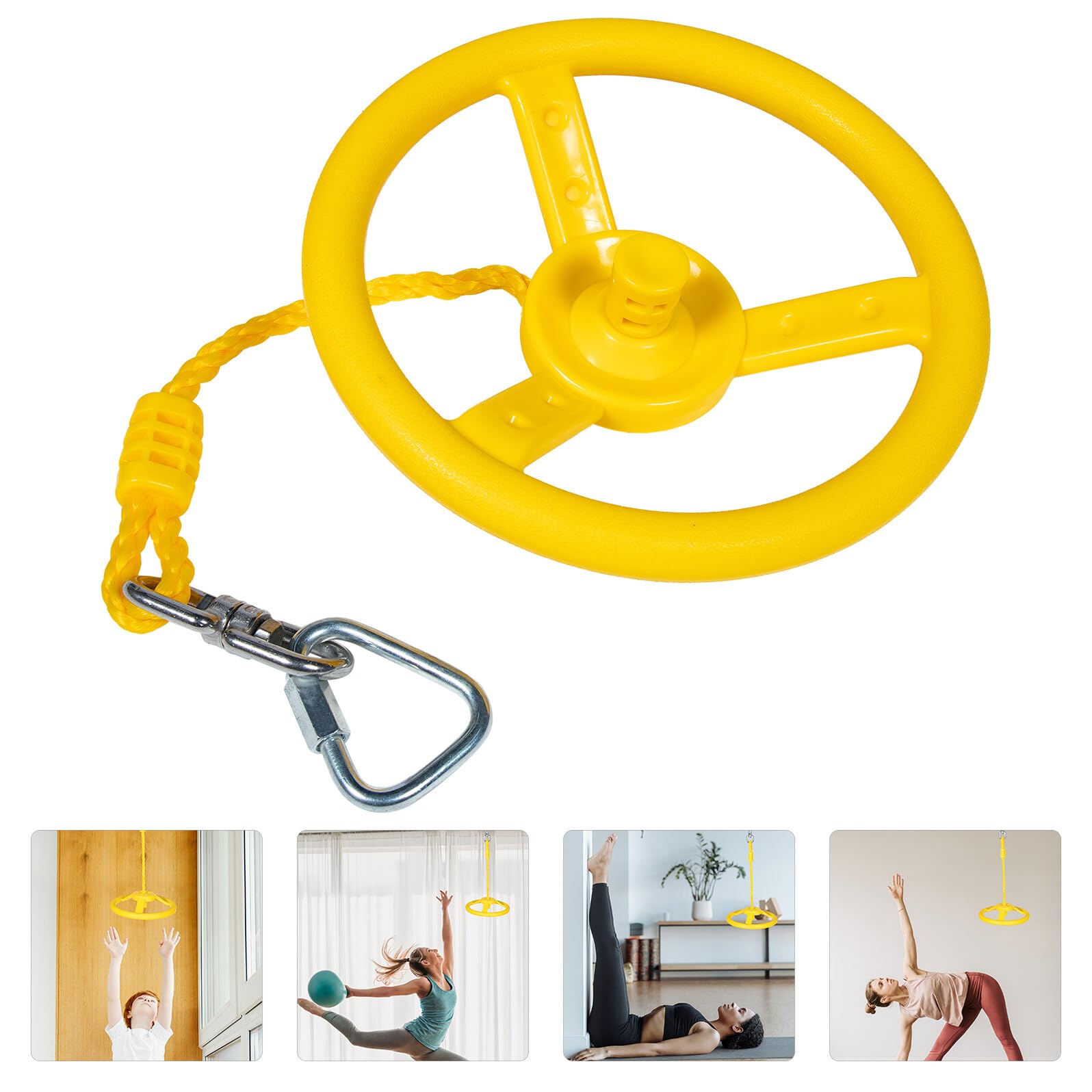 Anello per manubrio fitness, altalena al volante con corda, per esercizi indoor/outdoor, per allenamento parco giochi e palestra, attrezzatura da arrampicata Ninja gialla