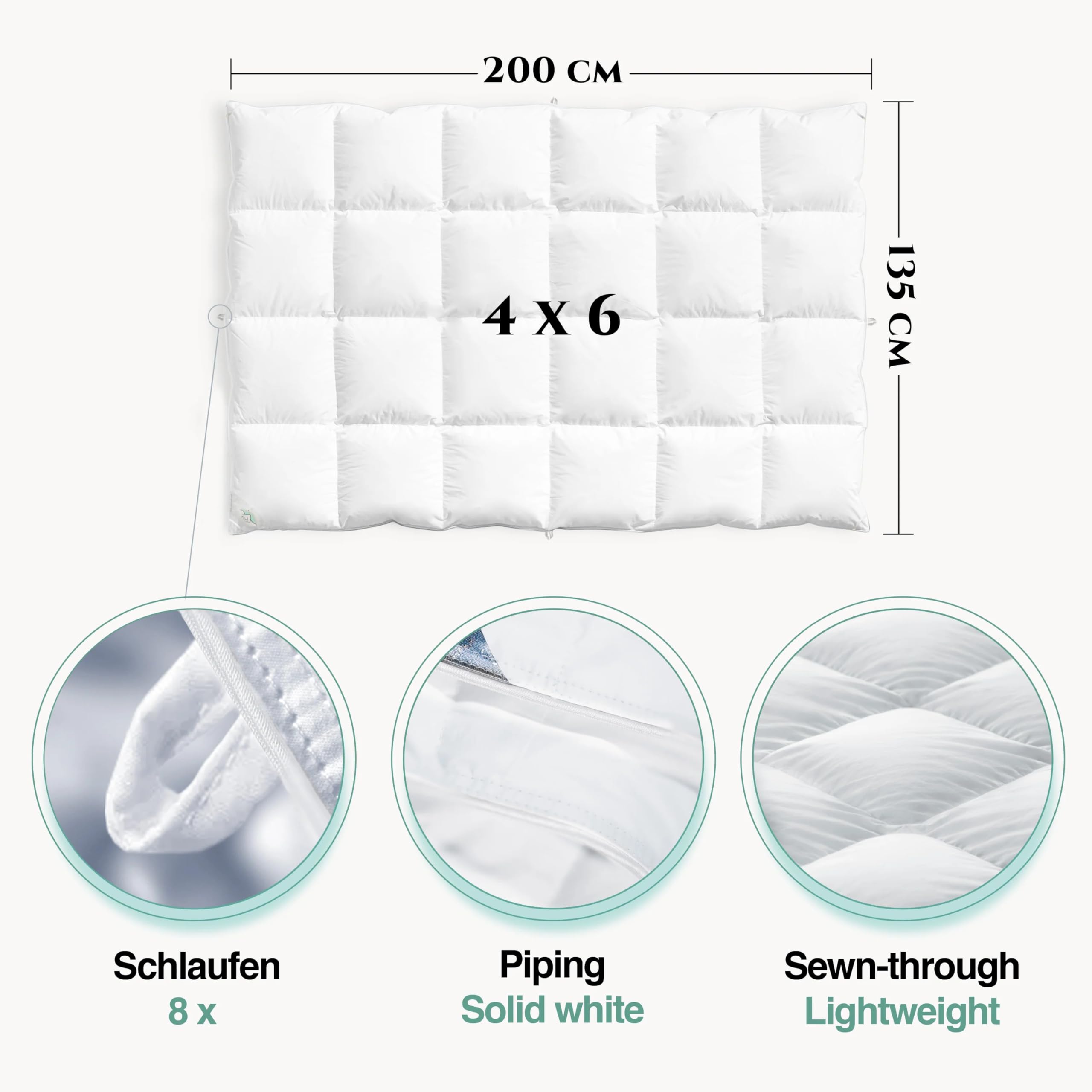 Aura® Luxury Warm Winterdecke 135 x 200 cm |Comfort 70% Neue ungarische Gänsedaunen Klasse I | Oeko-TEX 100 allergikergeeignet | pflegeleicht 100% Baumwolle