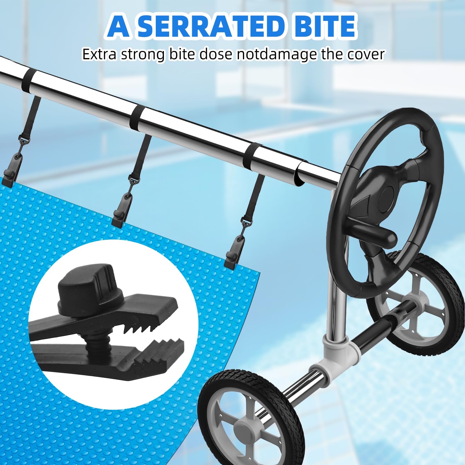 Rwbimti Juego de 8 bandas de sujeción y grapas para enrollador de piscina, especialmente para enrollador de piscina, rodillo de piscina para cubierta solar, enrollador de lona de piscina