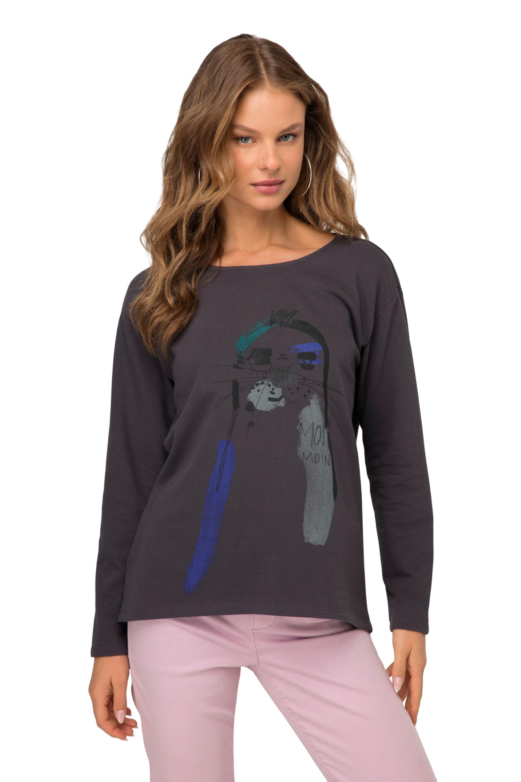 Laurasøn Sweatshirt, Oversized, Robben Print, Rundhals, Langarm 819484