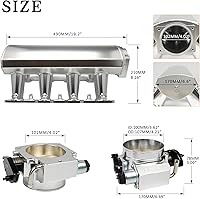 Vista 6 de Colector de admisión LS compatible con LS1 LS2 LS6 de cabezales de puerto de catedral con unidad por cable cuerpo del acelerador compatible