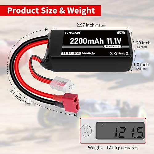 Miniatura 4 de FPVERA 3S 11.1V 2200mAh LiPo Batería 50C con Deans T Conector y 2S-3S Lipo Cargador B3Pro Cargador para RC Avión RC Quadcopter Helicóptero Drone FPV
