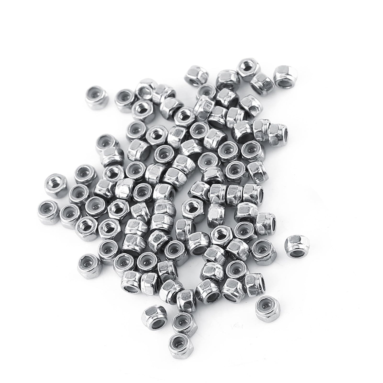 Dadi di Bloccaggio Esagonali con Inserto in Nylon, Acciaio Inossidabile SS304, M2, 100 Pezzi, Autobloccanti
