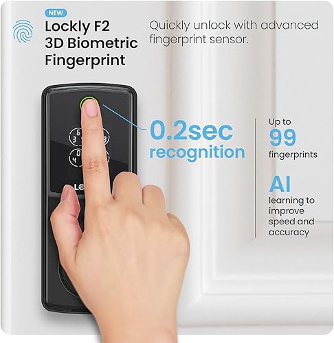 Miniatura 4 de Lockly Secure Pro (última versión 2025), cerradura inteligente con Wi-Fi integrado, cerradura de puerta de huellas dactilares de nueva generación,