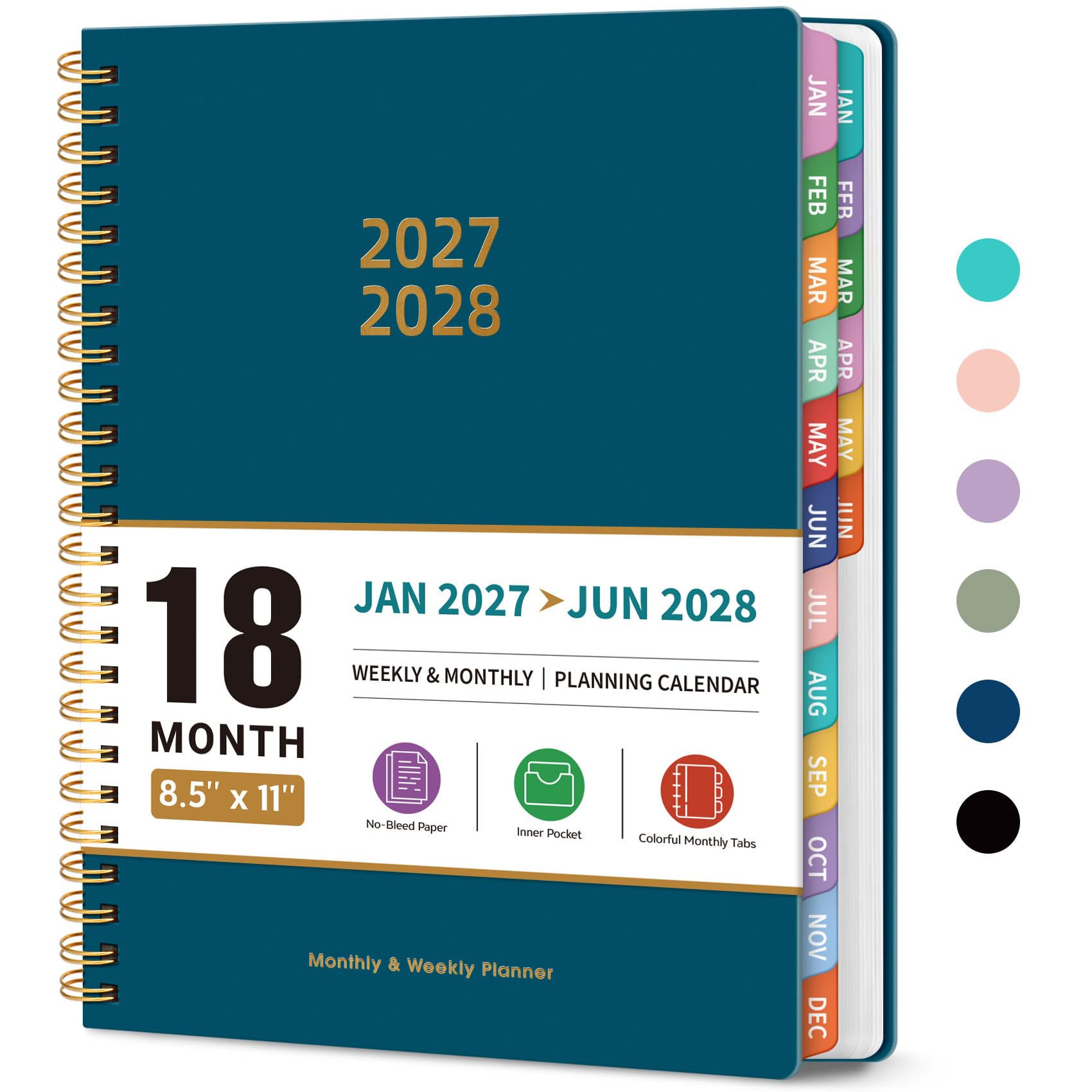 Taja Planificateur de janvier 2027 à juin 2028, 18 mois, mensuel et