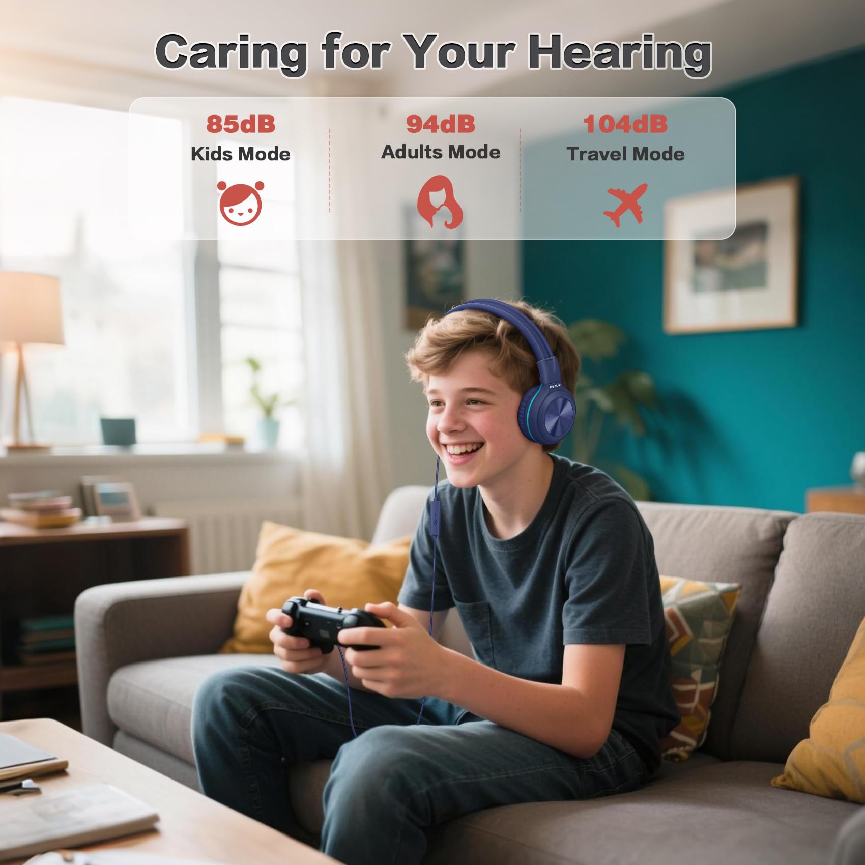 SIMOLIO 2 Incluye Auriculares con micrófono, Auriculares Plegables para niñas y niños Adolescentes, Auriculares Auriculares con límite de Volumen y 3,5 mm UX Share para tabletas móviles PC Chromebook