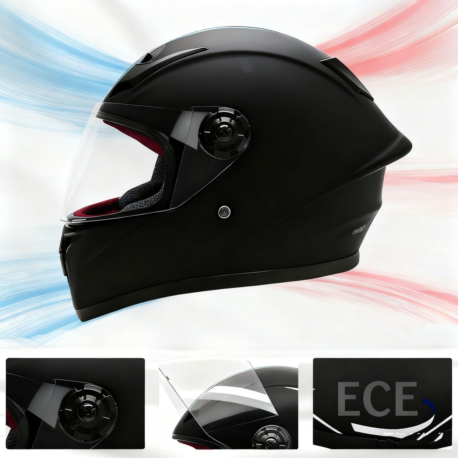 Casque intégral de moto pour enfants de 3 à 13 ans, homologué ECE, avec visière, pour moto tout-terrain, quad et karting, et scooter électrique pour garçons et filles. 14,XL/(53~54cm)