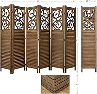 Vista 4 de Divisor de habitación de madera tallada, divisor de pared interior plegable portátil, pantalla de partición para hogar, oficina, jardín, terraza - 6