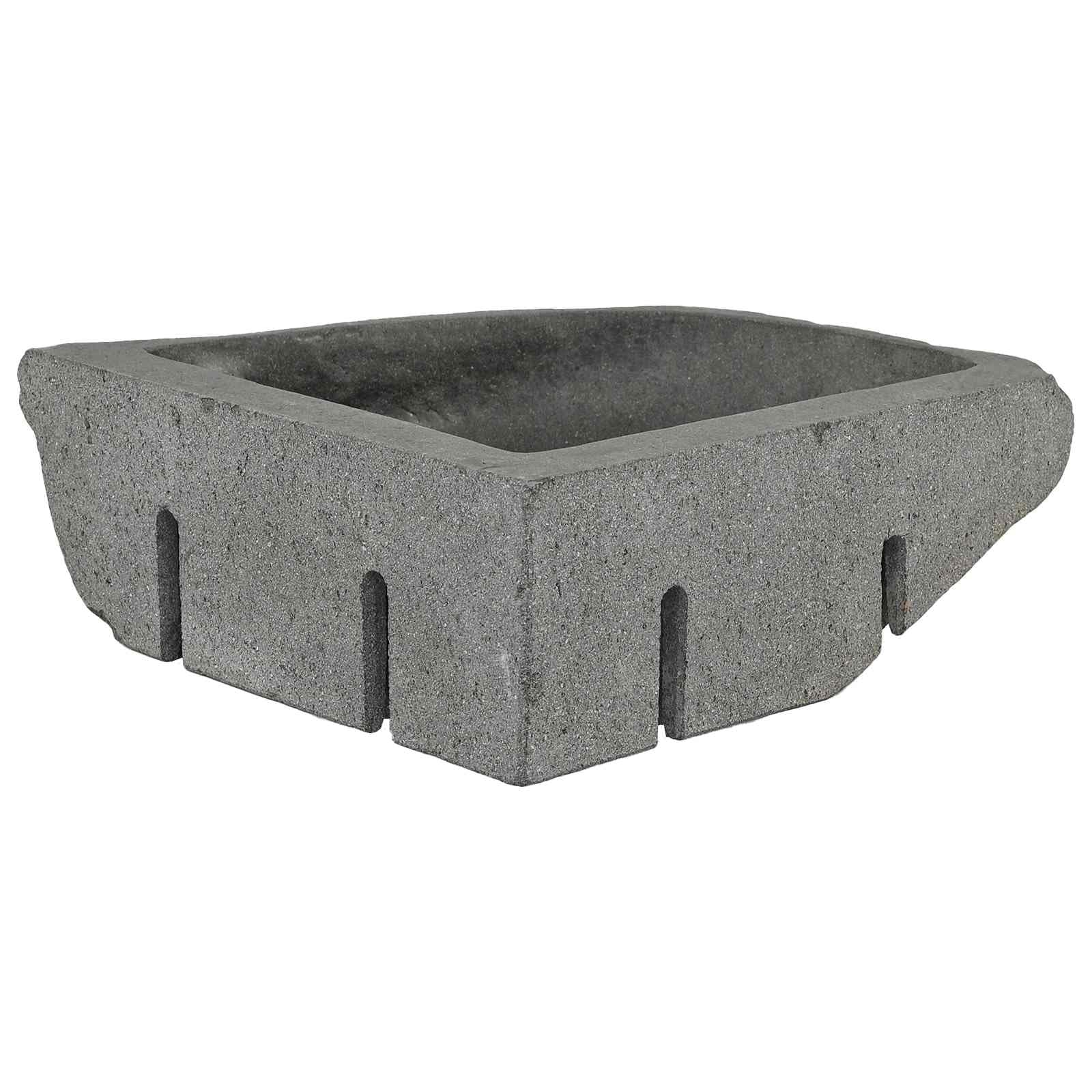 Lavabo grigio in pietra di fiume, 37 x 37 x 12 cm, da appendere alla parete, per bagno e WC degli ospiti, lavandino angolare per ristrutturazione e ristrutturazione del bagno