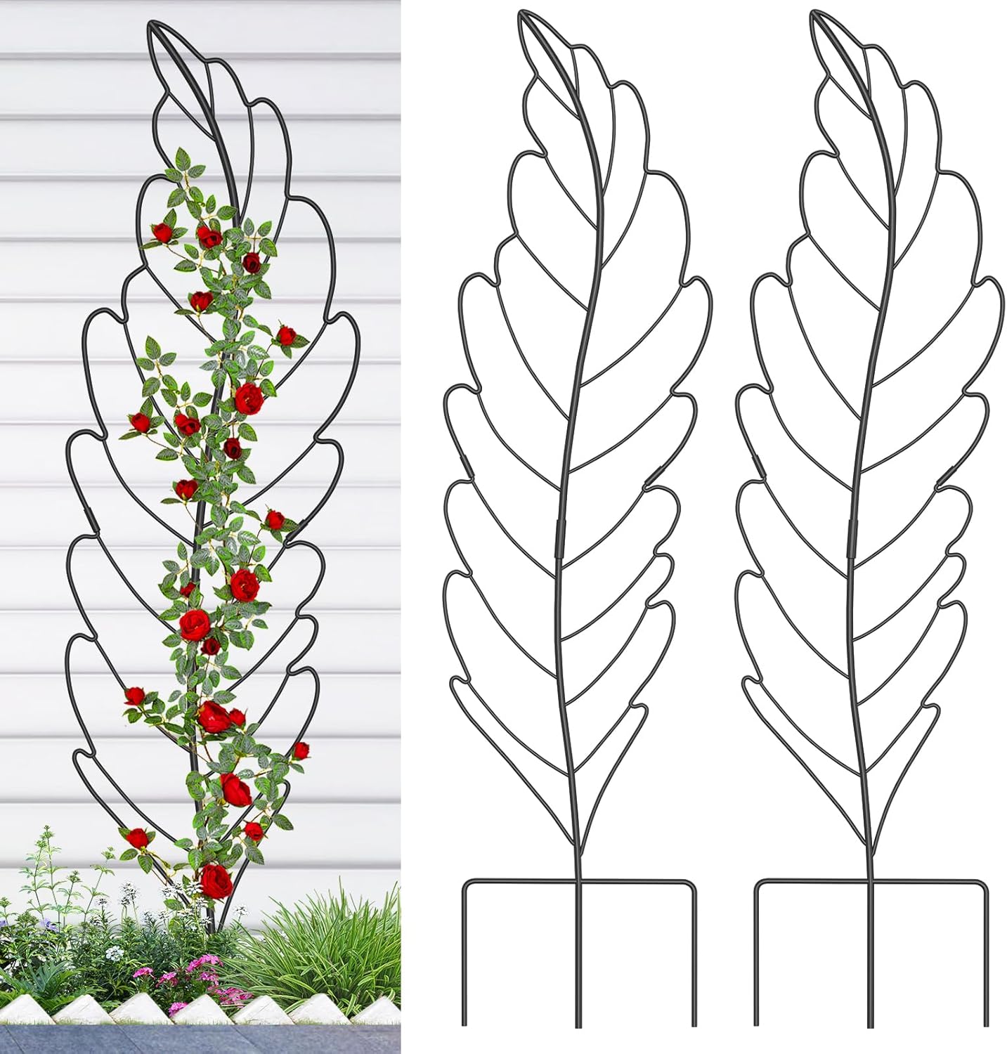 3 Pack 59x16in Metal Garden Trellis for Climbing Plants, Large Trellis for Climbing Plants Outdoor, Roses, Vegetables Vines Flowers Support, Large Decorative Outdoor Trellis