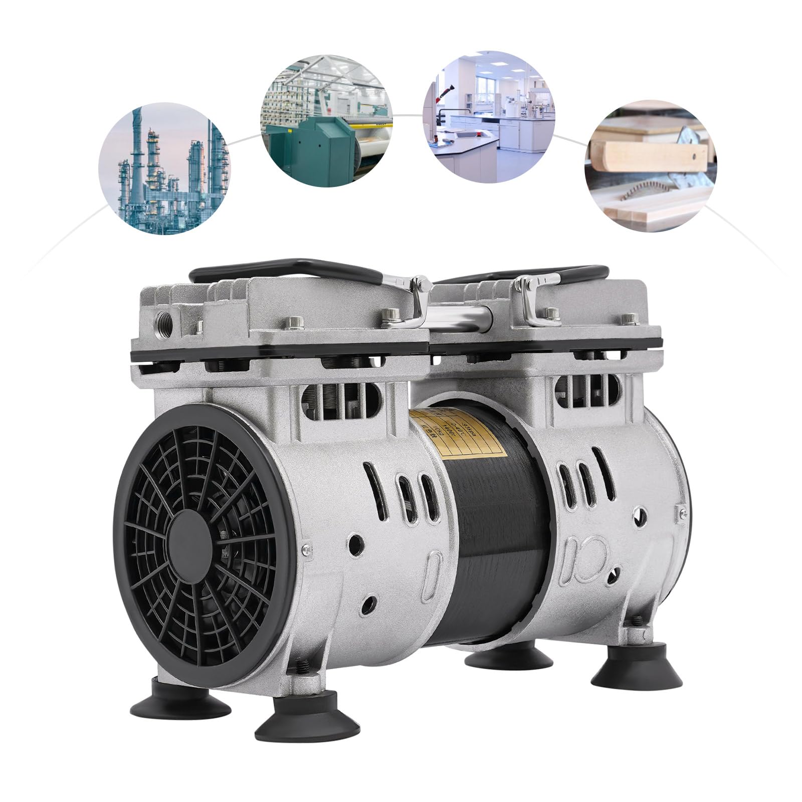 550W Vakuumpumpe Laborpumpen Ölfrei Unterdruckpumpe Mobiler Tragbarer Luftkompressor Silent Compressor 120L/Min Für Gasdichtheitsexperimente Lebensmittelverarbeitung