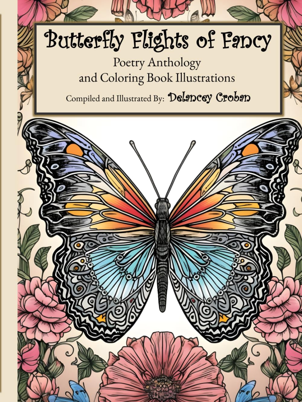 Recueil poésie coloriage papillons livre illustrations nature pour adultes