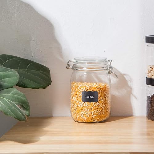 Miniatura 6 de Tarros de vidrio para almacenamiento de cocina con tapas, recipiente de vidrio hermético de 32 onzas con tapa con bisagras, perfecto para conservas