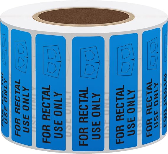 Hybsk 500pcs for Rectal Use Only Stickers 1.5 x 0.47 Stickers with Permanent Adhesive Funny Labels for April Fools' Day (Blue)