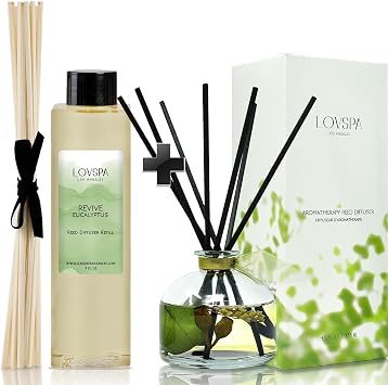 Revive Eucalyptus Reed Diffuser Refill, 4 oz, Bundle with Revive Eucalyptus Reed Diffuser Set - Made with Essential Oils in the USA
