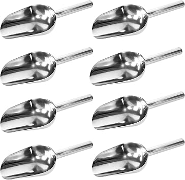 CYEAH 6 OZ Stainless Steel Ice Scoop for Freezer, 8 Pcs Metal Ice Scoop for Dry Goods, Small Ice Scoops for Canisters Ice Cube, Candy, Flour, Sugar, Rust Free Scoops for Food in Kitchen Pantry
