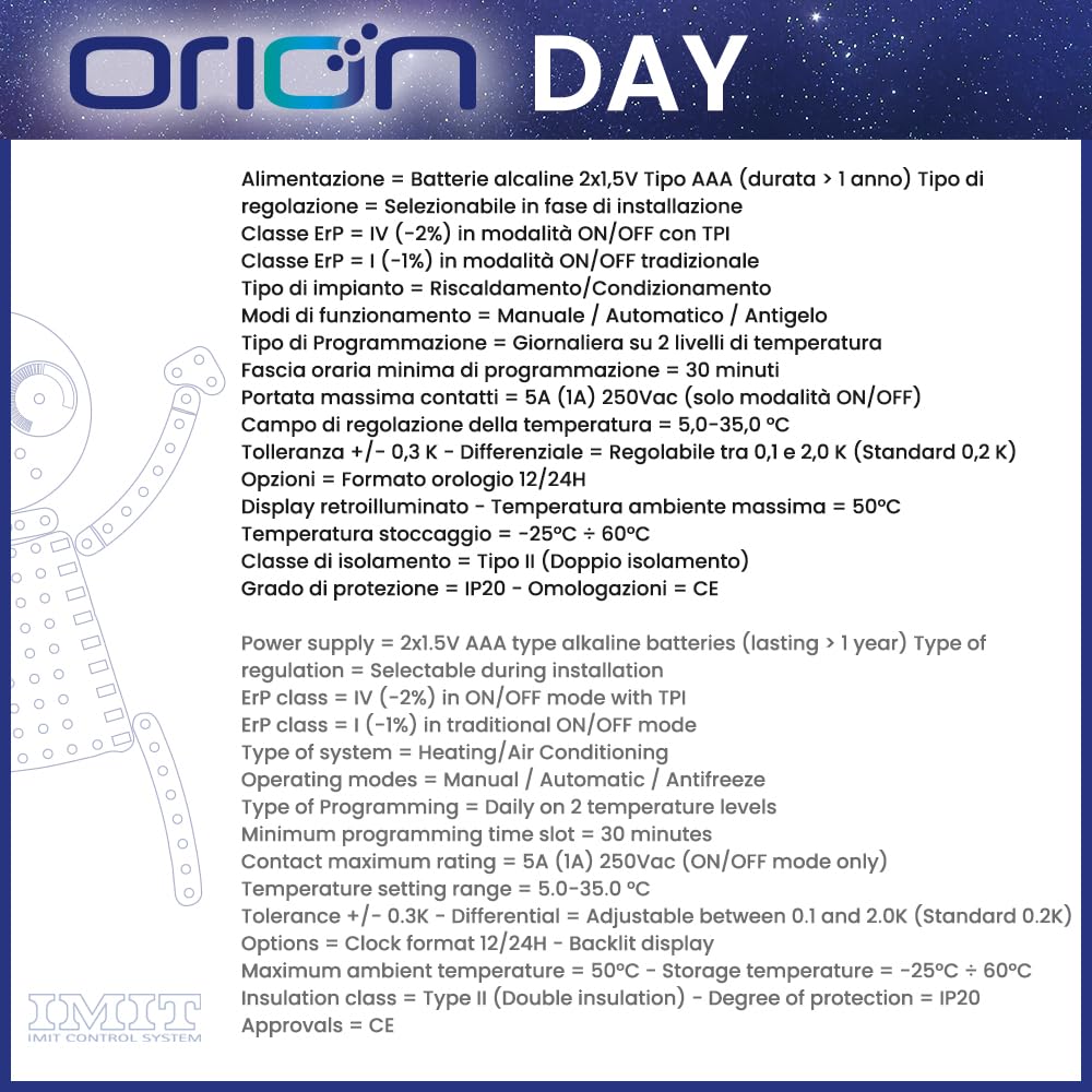 IMIT Orion DAY - Cronotermostato giornaliero digitale TPI