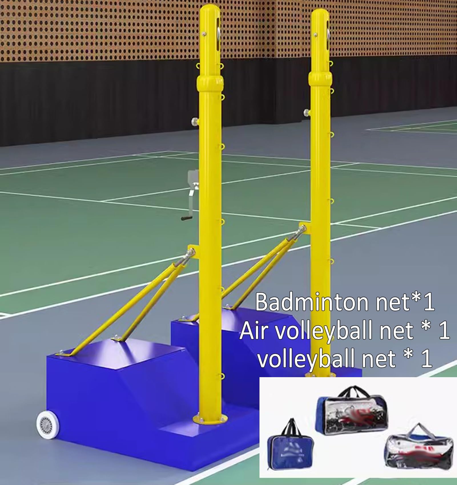 Rete da pallavolo Rastrelliera Multifunzionale per pallavolo/Badminton da Esterno con Ruote, 8 regolazioni in Altezza, Facile da Usare(Style4)