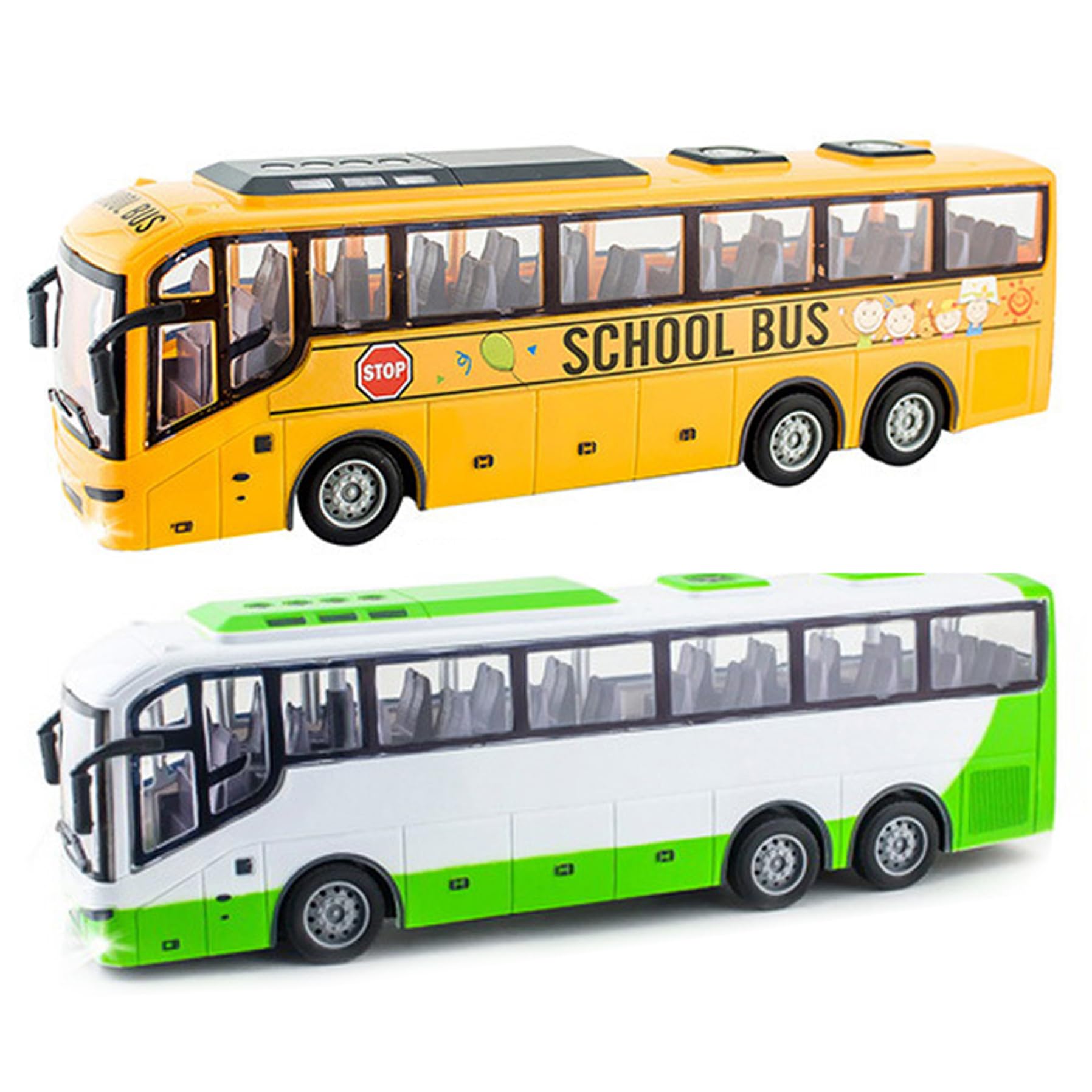 Toy Bus, 12.4x3.2x4.5 pulgadas Juguete de autobús inalámbrico eléctrico, simulador de turismo realista a escala 1:30, control remoto divertido, regalo creativo para niños, sin batería, verde.