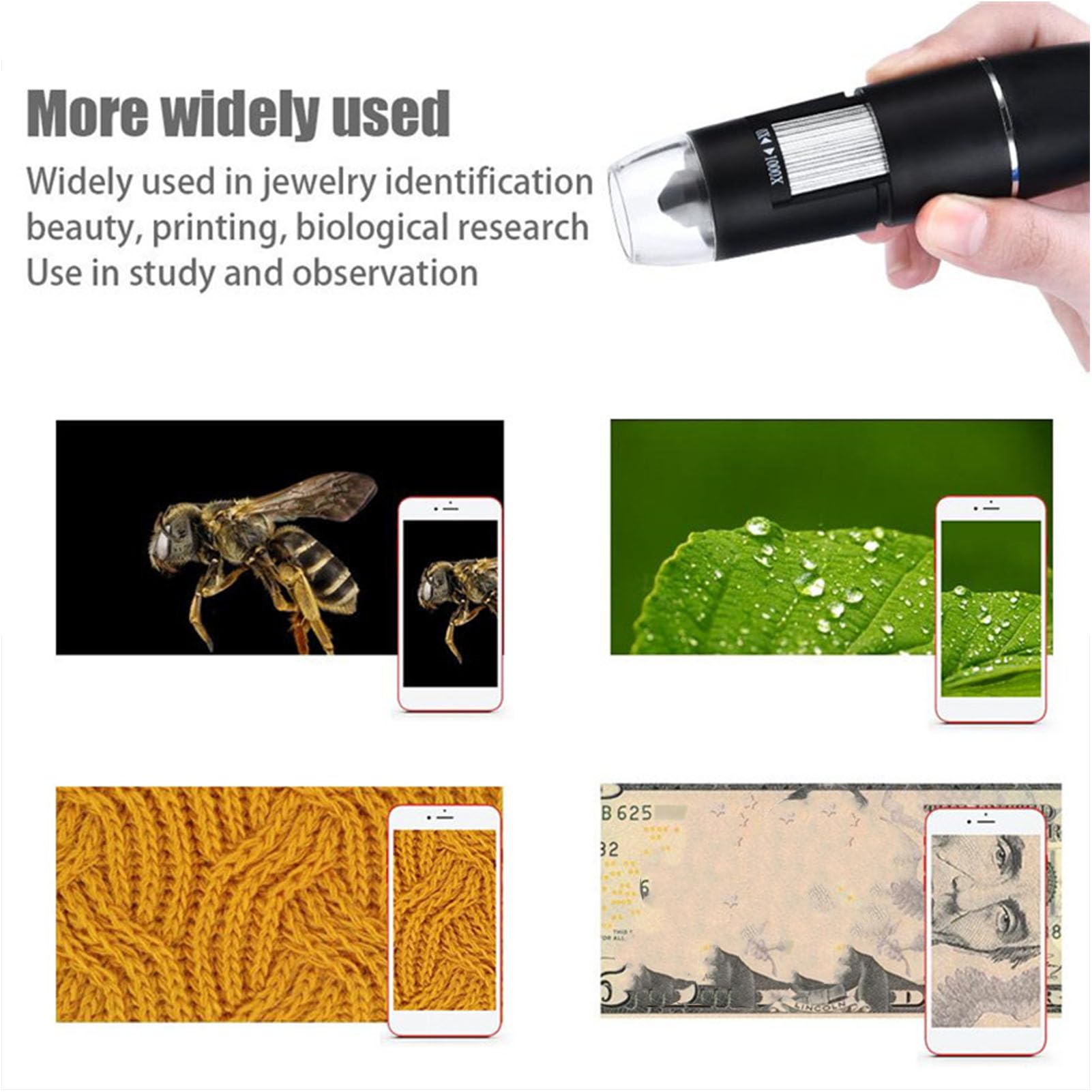 Generic Microscopio Tascabile Ricaricabile con 8 Luci LED Telecamera di Ispezione Ad Alta Definizione per Insegnanti e Hobbisti