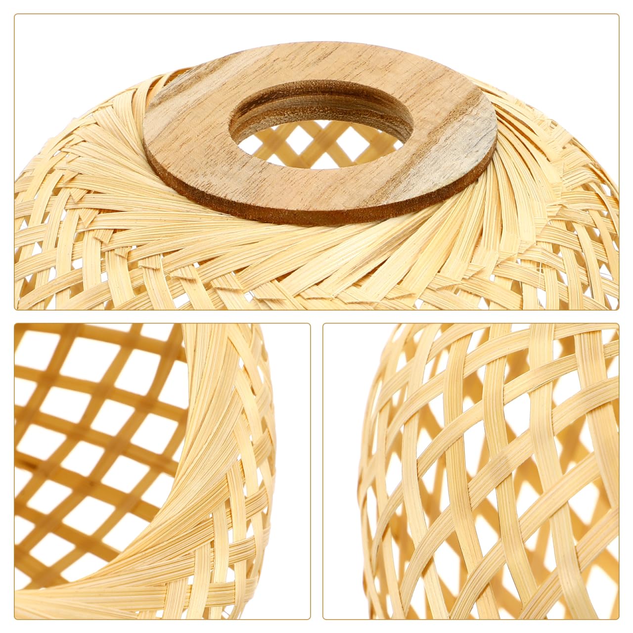 Happyyami Paralume in rattan intrecciato paralume in tessuto lampadario paralume in rattan cesto a sospensione copertura per lampada a sospensione lampada da