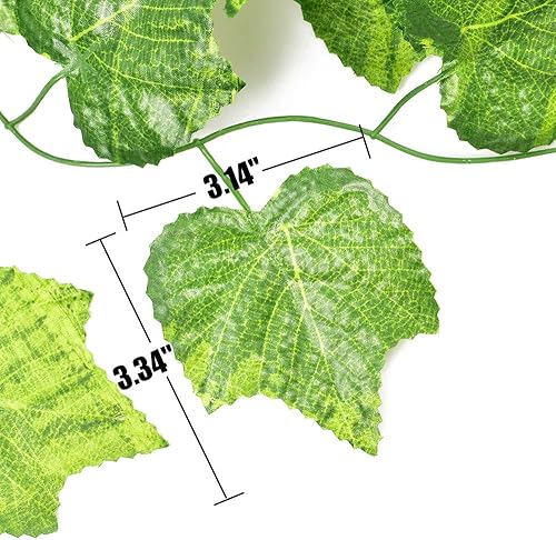Miniatura 3 de HUIANER Uvas falsas 3 racimos de frutas de simulación con vides de uva artificiales, hojas de gráfico realistas para bodas, hogar, interiores,