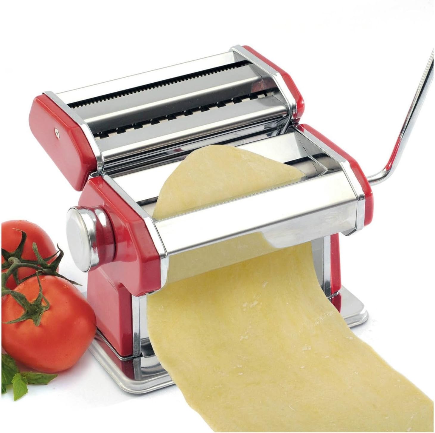 Norpro Red Deluxe Pasta Machine Noodle Maker w/ Clamp 9 Thickness Settings