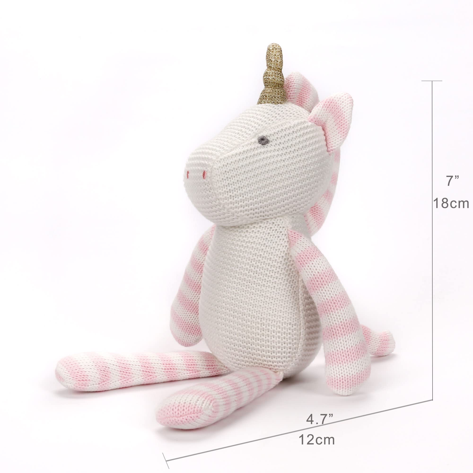 FLUFFYFUN Unicorno Peluche per Neonato in Cotone Biologico 18cm Rosa