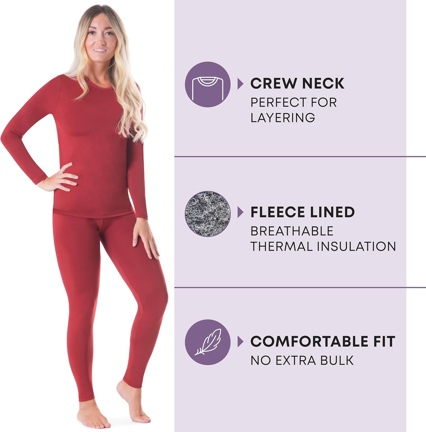 Rocky Thermal Underwear Women Long Johns Womens Thermals Top Bottom Set Fleece Lined Under Wear Clothes Base Layer Thermals - Image 2