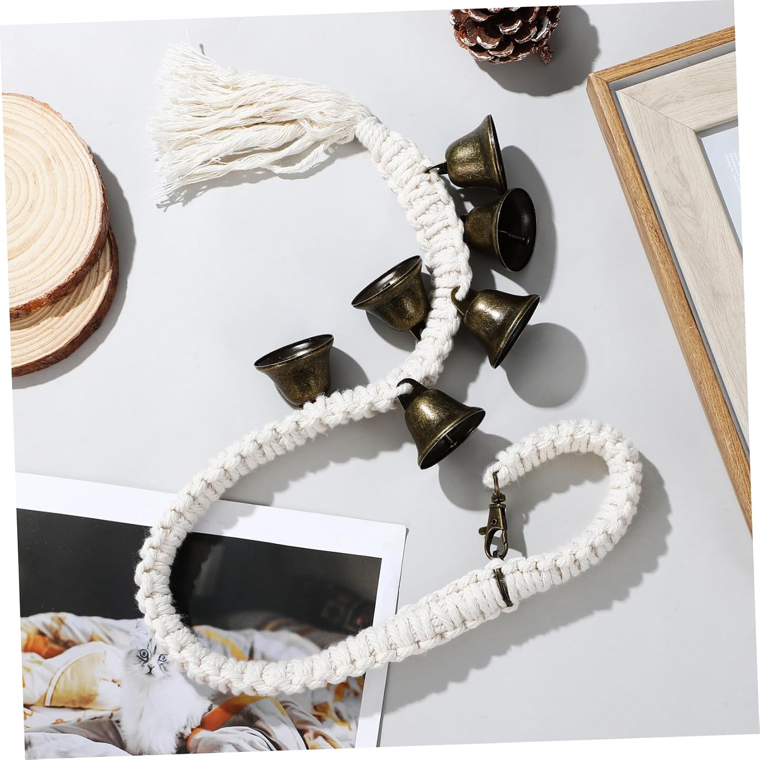 FRCOLOR 4pcs Cotton Rope Dog Doorbells for Training Hanging Bells Door Knob Pet Door Bell Ropes for Puppy