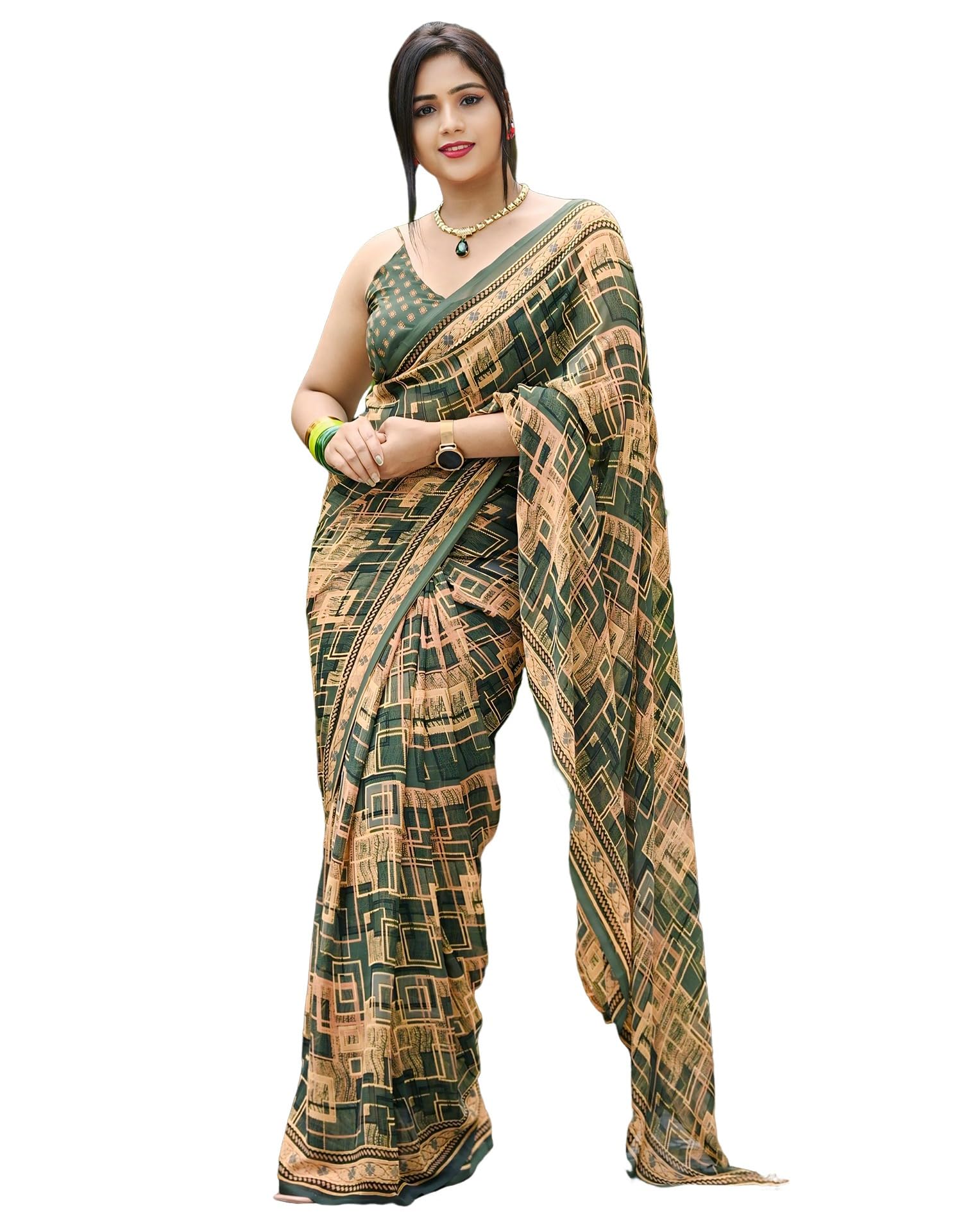 siril Women's Georgette Printed Saree With Unstitched Blouse Piece-picture-28