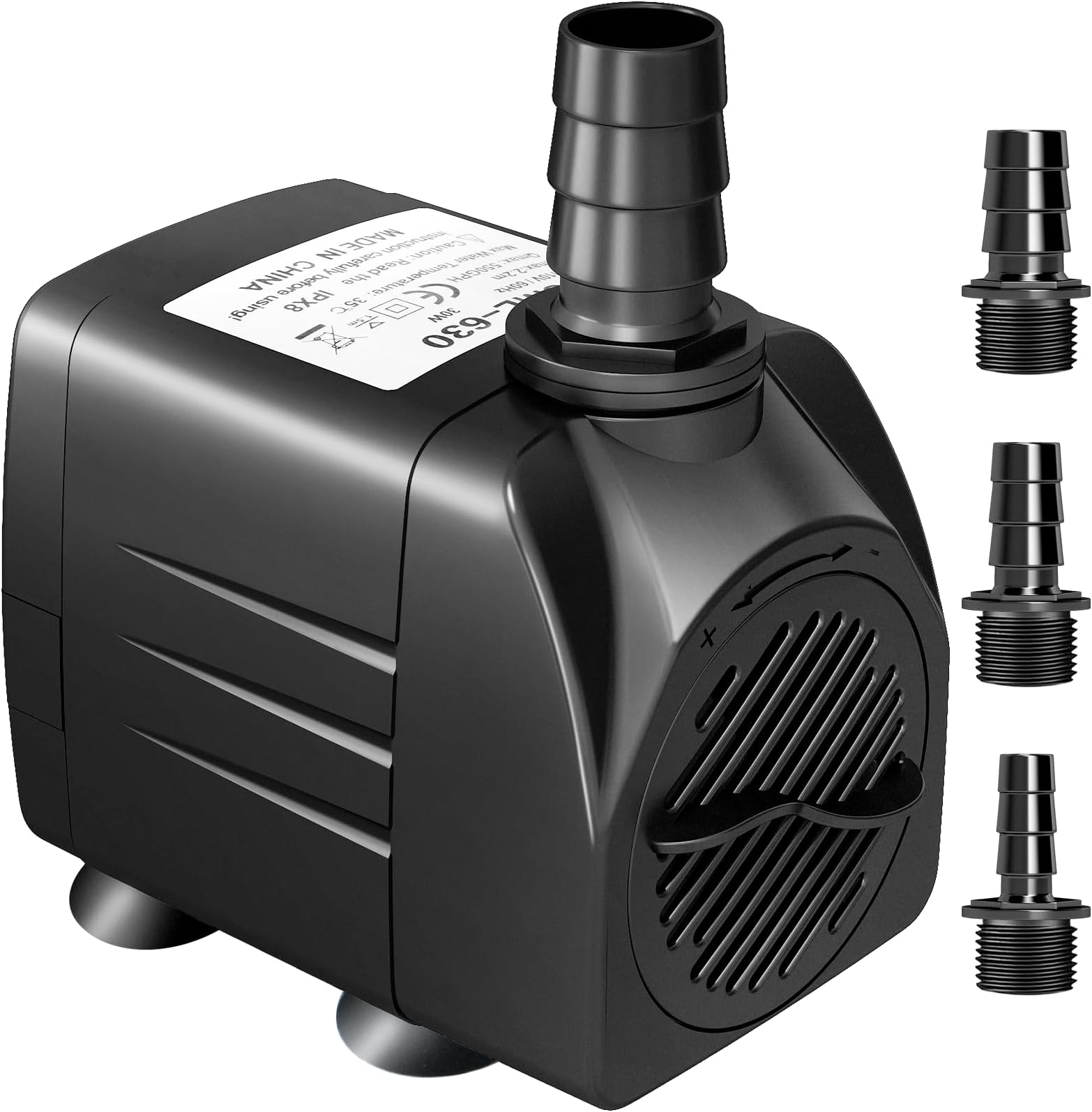 GROWNEER 550GPH Submersible Pump 30W Ultra Quiet Fountain Water Pump, 2000L/H, with 7.2ft High Lift, 3 Nozzles for Aquarium, Fish Tank, Pond, Hydroponics, Statuary