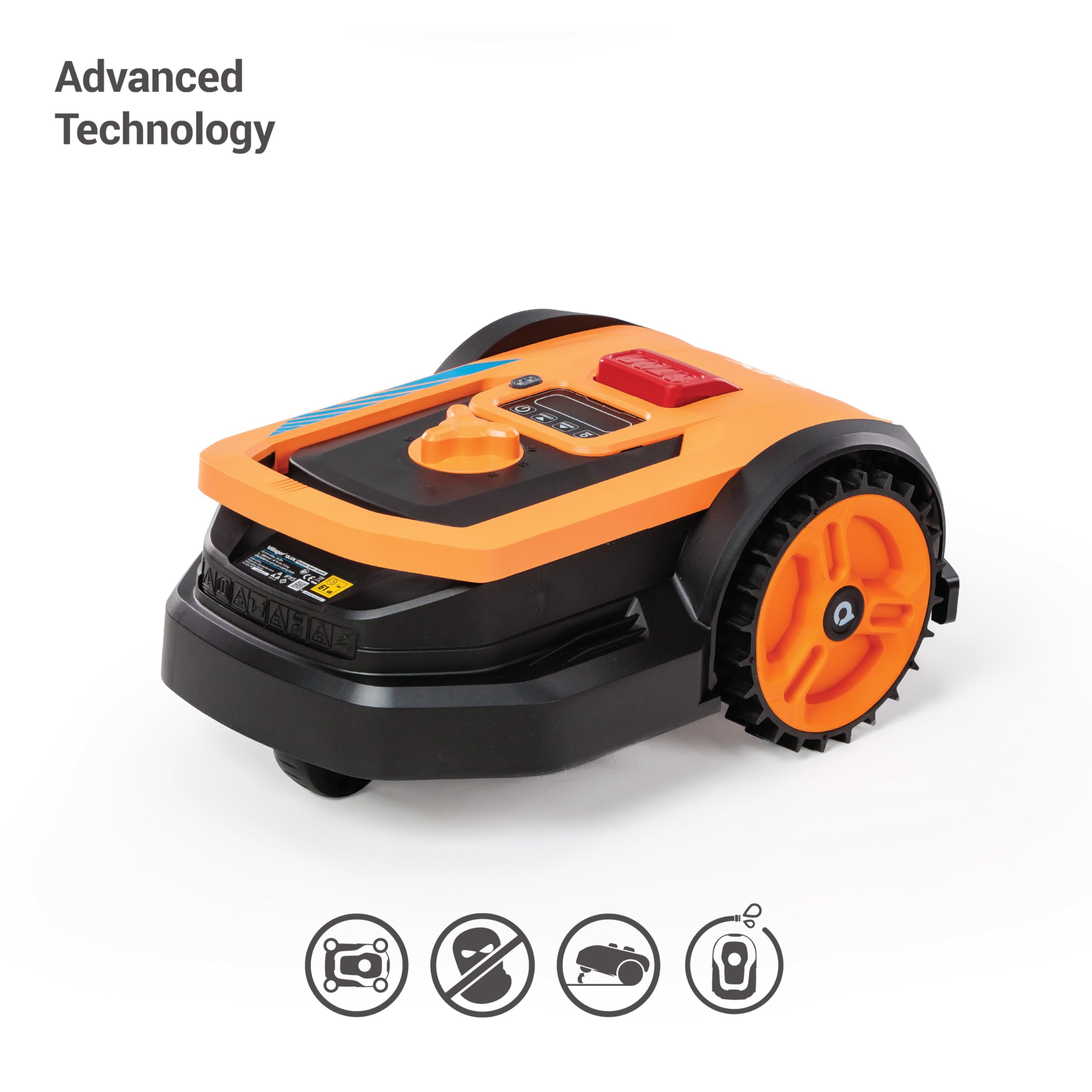 Villager QUIX XS - Robot cortacésped Compacto con batería de 18 V para hasta 300 m², Ancho de Corte de 160 mm, Altura de Corte de 20 a 50 mm, Sensor de Lluvia, protección Pin, estación de Carga para