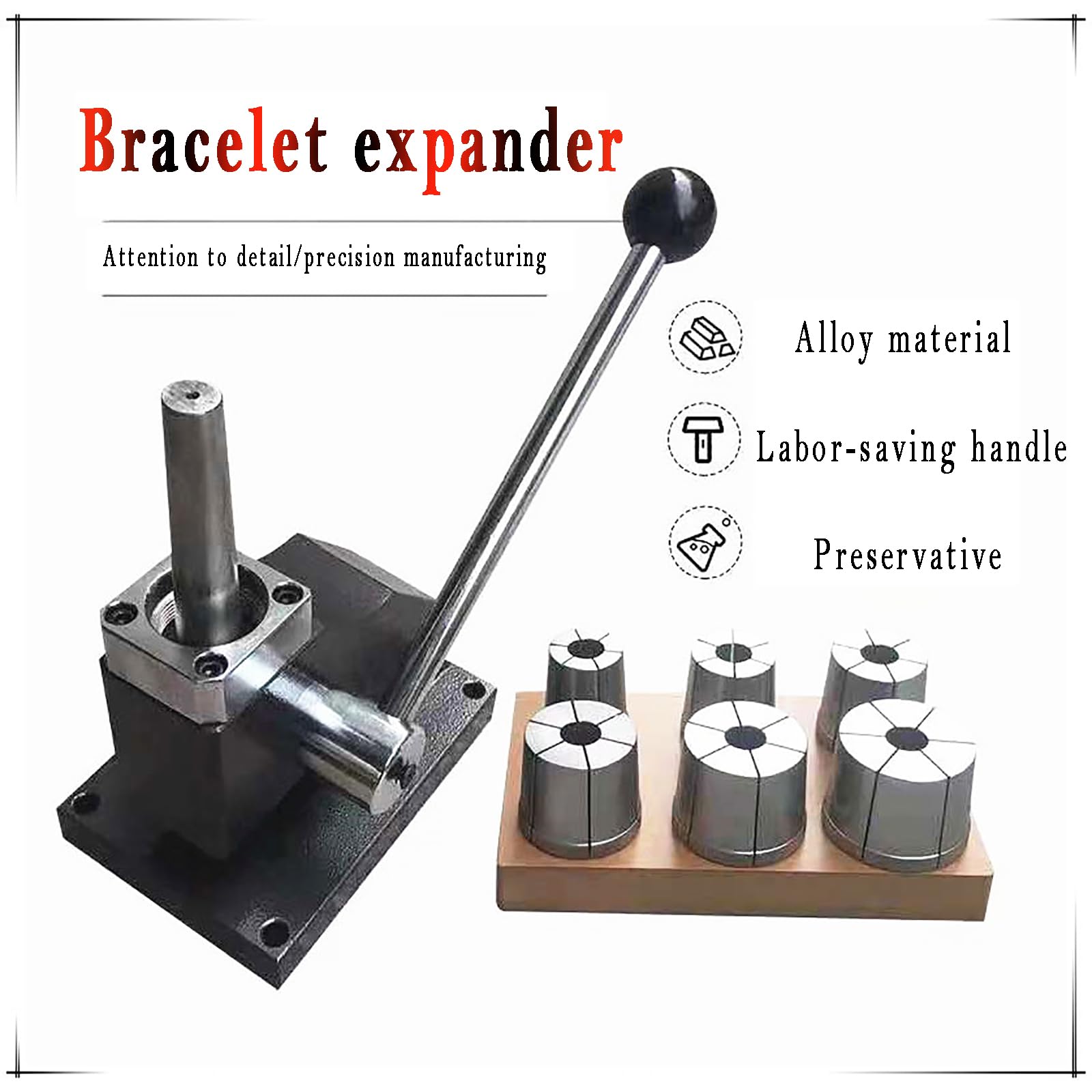 Schmuck-DIY-Vergrößerungs-Herstellungswerkzeug, Armreif-Armband-Keilrahmen-Vergrößerungs-Herstellungswerkzeug, Mit 6 Runden Matrizen, Einstellbarer Bereich Ist 41 Mm ~ 72 Mm