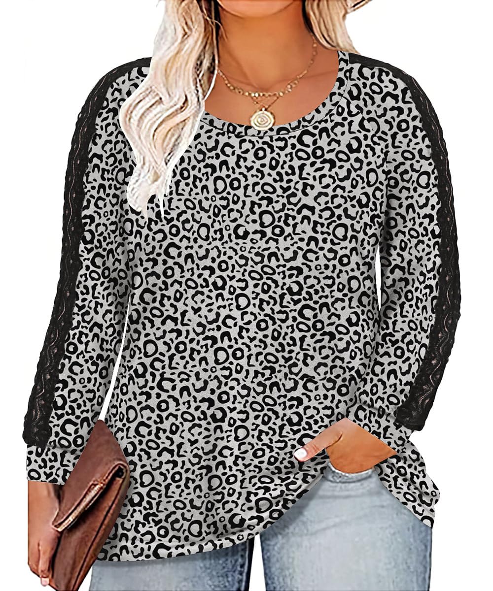 RiteraPlus Size Long Sleeve Tunic Tops for Women Henley V Neck T-Shirt V Neck Casual Blouses Fall Winter Halloween Christmas