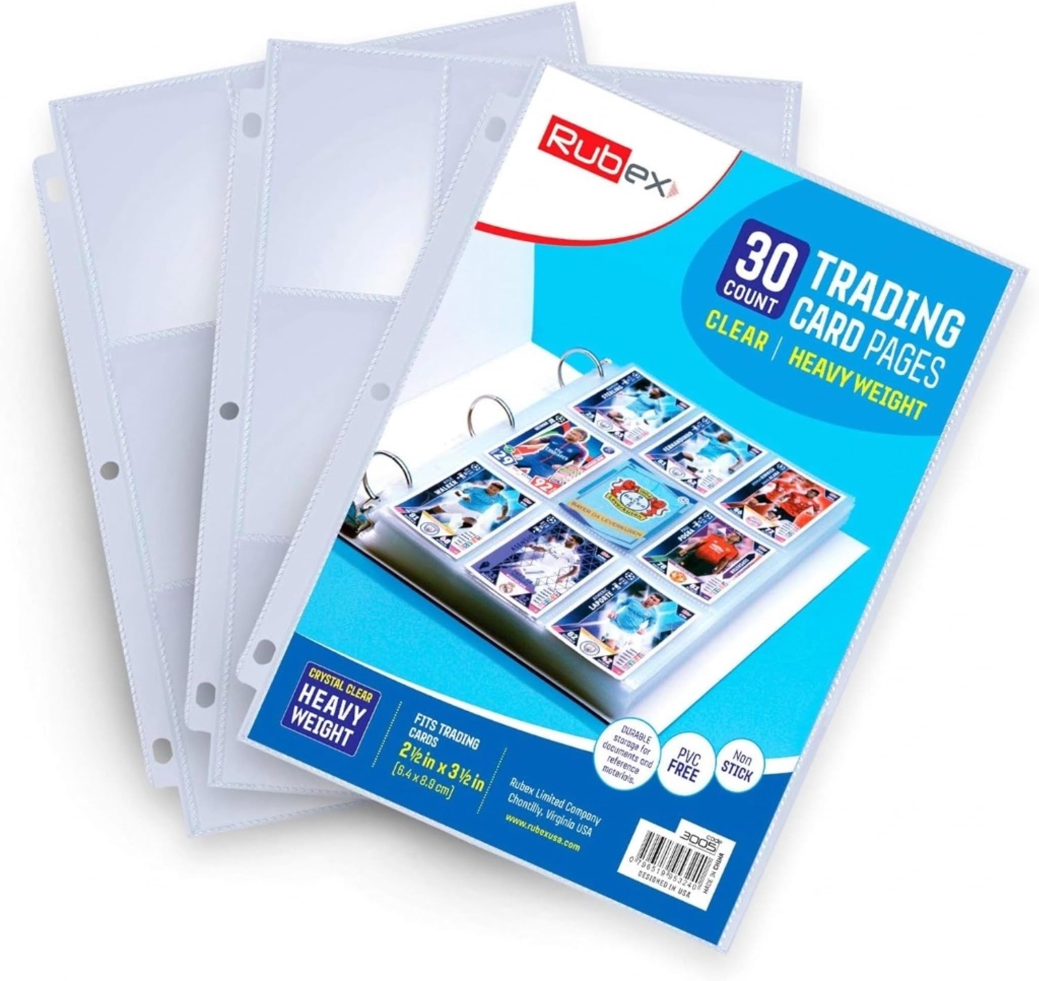 RUBEX 9-Pocket Card Sleeves for Trading Cards – 30 Heavyweight Pages Hold 270 Cards, Acid-Free Top-Loading Protector Sheets for Pokemon, Baseball, MTG & Sports Cards, Fits 3-Ring Binder