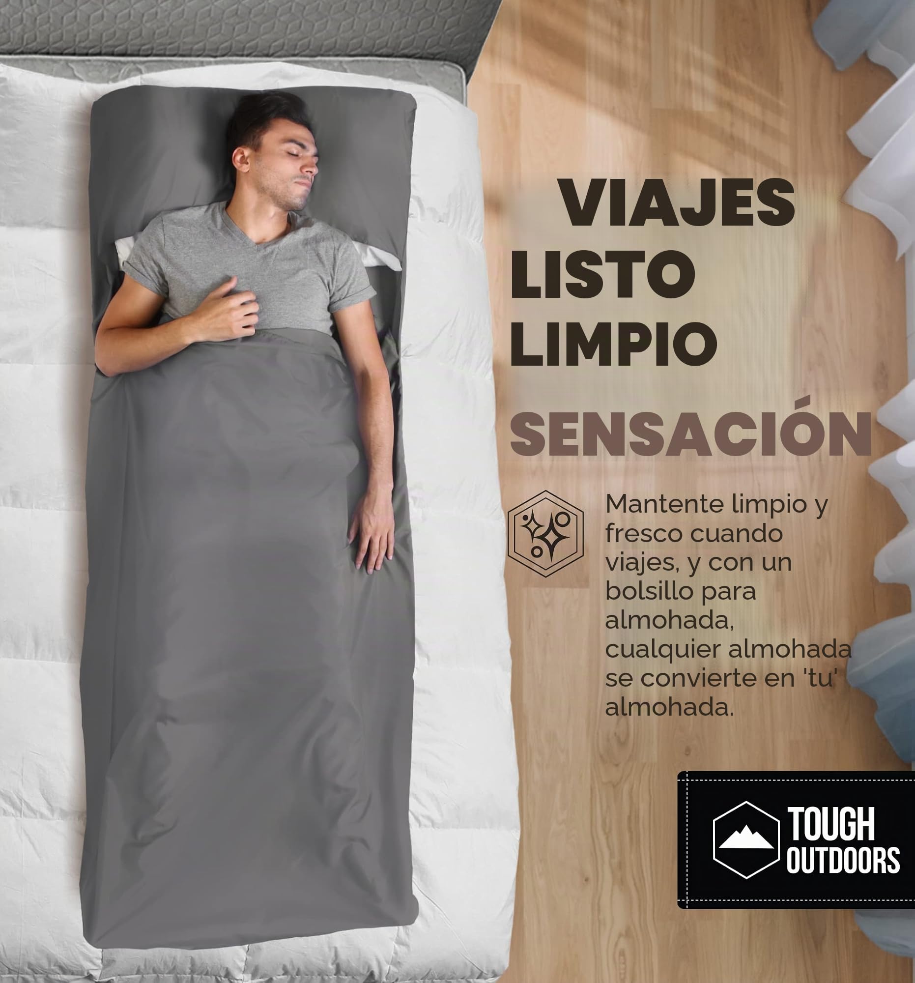 Forro para Saco de Dormir, Saco de Dormir para Adultos y sábanas de Viaje, Saco de Dormir de Viaje para mochileros, hoteles y albergues, Forro Ligero Individual y Doble para Saco de Dormir para