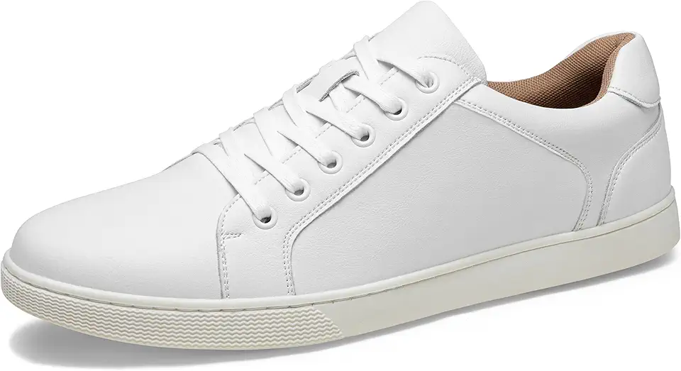 Jousen Men's Sneakers Leather Casual Shoes for Men Business Lace Up Dress Sneaker Mens Shoe