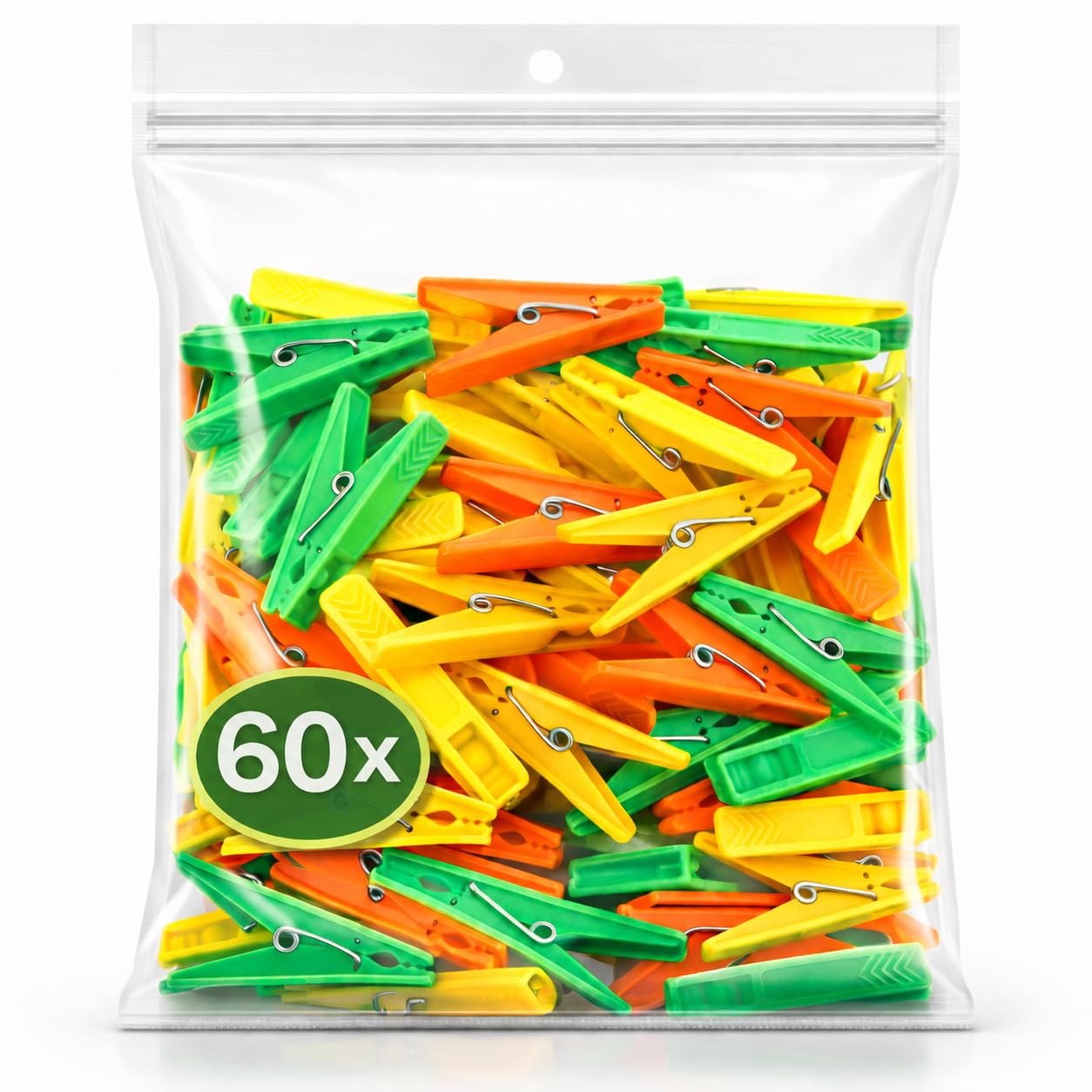Tovokart 60 pcs Heavy Duty Rust Free Cloth Peg and Clothes Clip for Drying Clothes, Strong Grip Laundry Drying Pins for Hanger Rod and Rope, Wash Line Cloth Clips. (60 Clips Pack)