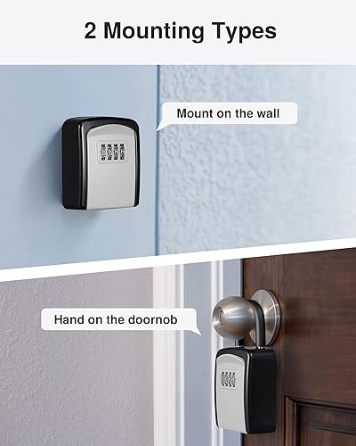 Miniatura 4 de Puroma Caja de cerradura de llave caja de seguridad portátil de 4 dígitos para el hogar pisos llaves de repuesto para garaje 1 unidad