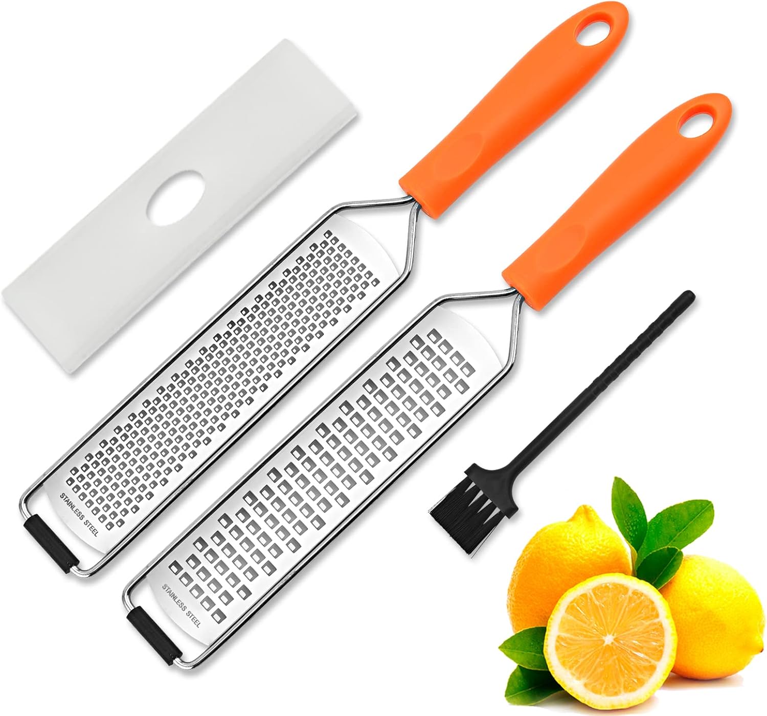 Hand-held Cheese Grater Lemon Zester, ISZW Zester Grater with Handle, Stainless Steel Grater Citrus Zester Tool for Ginger Garlic Nutmeg Coconut Chocolate Parmesan, Cheese Graters Set of 2 Hand-held Cheese Grater Lemon Zester, ISZW Zester Grater with Handle, Stainless Steel Grater Citrus Zester Tool for Ginger Garlic Nutmeg Coconut Chocolate Parmesan, Cheese Graters Set of 2