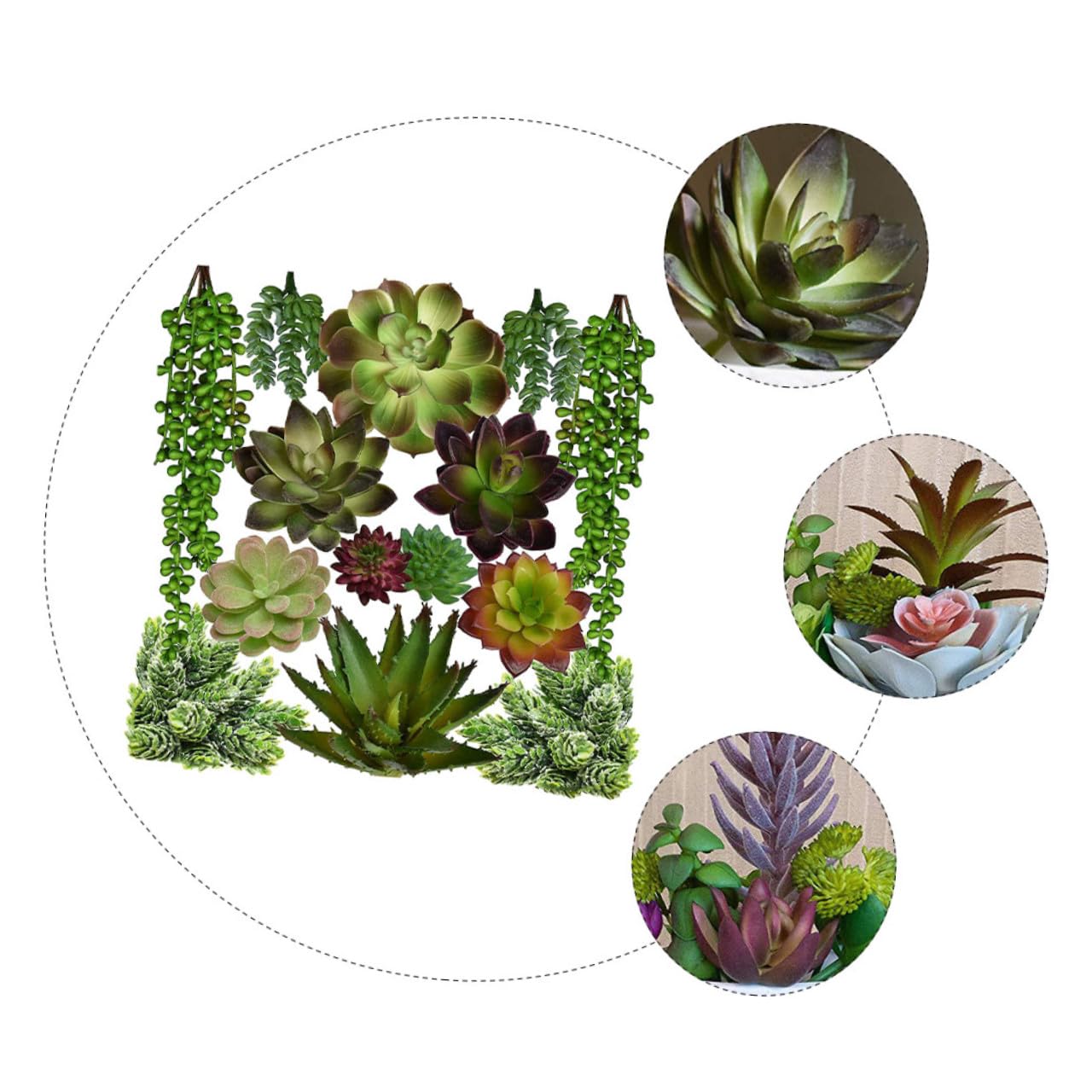 Cabilock 14 Pièces Lot de Plantes Grasses Artificielles Pot Vert Décoratives pour Intérieur Et Extérieur Créatives