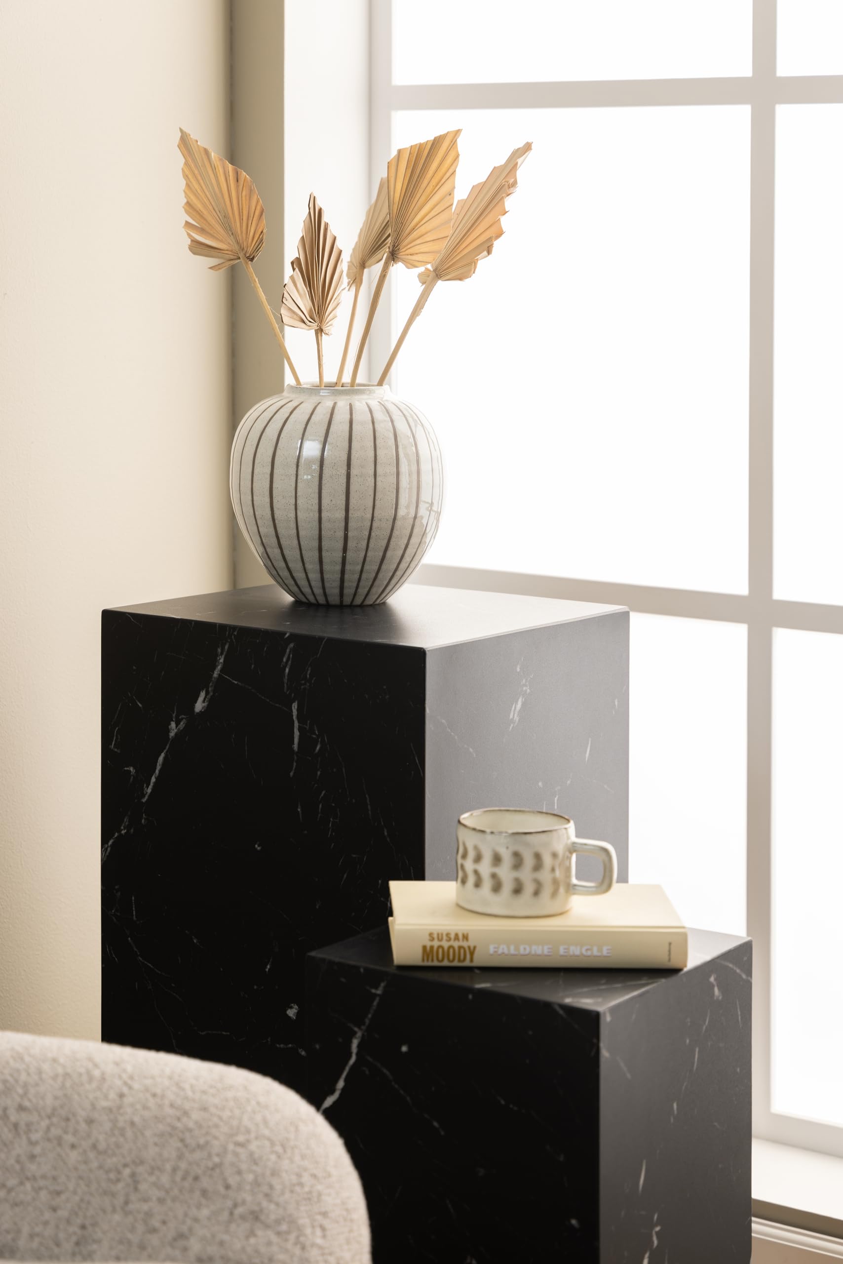 AC Design Furniture Dicte piedistallo Set da 2 Pezzi, Legno ingegnerizzato, Nero, H: 70 x B: 35 x T: 35 cm