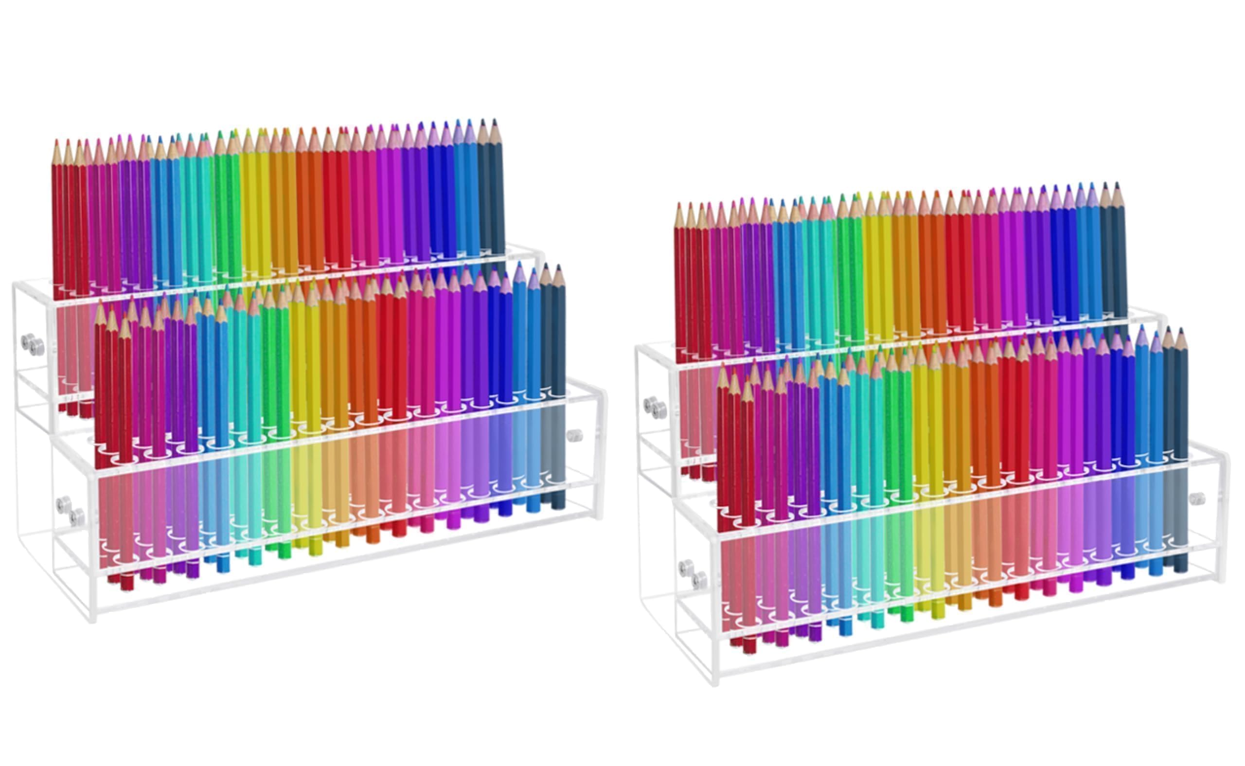 Stifteständer mit 96 Fächern, 2-stöckiger Acryl-Stifthalter für Bastel-Shows, 12 mm, Perlen-Stifte, Pinselhalter, Bleistift-Organizer, Make-up-Pinsel-Organizer, Kunstpinsel-Organizer für Schreibtisch