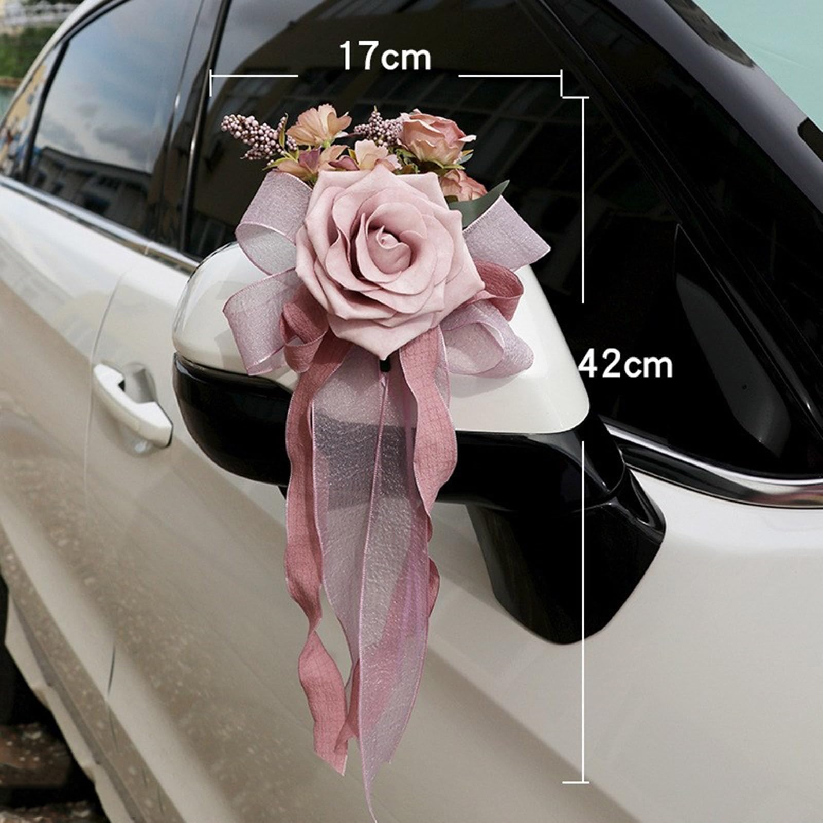 Générique Nœuds de décoration de Voiture de Mariage, 6 pièces, Fleur Artificielle en Soie, Ornement pour poignée de Porte de véhicule, Fausse Fleur, décoration de Voiture de cérémonie