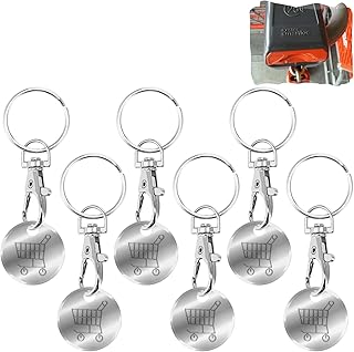 Trolley Coin UK Set, 6PCS Holder Keychain, Shopping Trolley Token Keyrings Mini Aluminum Alloy Key Ring for Men Women Grocery Shopping Cart Keychain Gifts